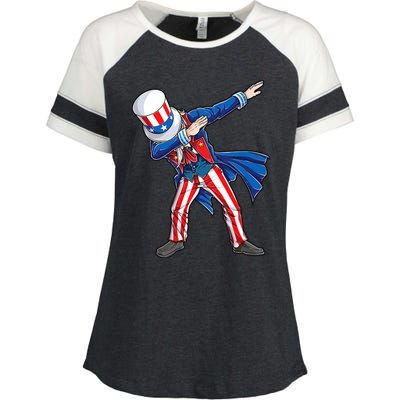 4th Of July For Dabbing Uncle Sam Enza Ladies Jersey Colorblock Tee