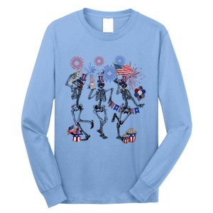 4th Of July Skellies Dancing Skeleton American Flag Great Gift Long Sleeve Shirt