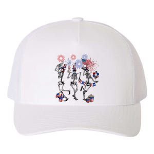 4th Of July Skellies Dancing Skeleton American Flag Great Gift Yupoong Adult 5-Panel Trucker Hat