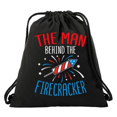 4th Of July Baby Shower The Man Behind The Firecracker Drawstring Bag