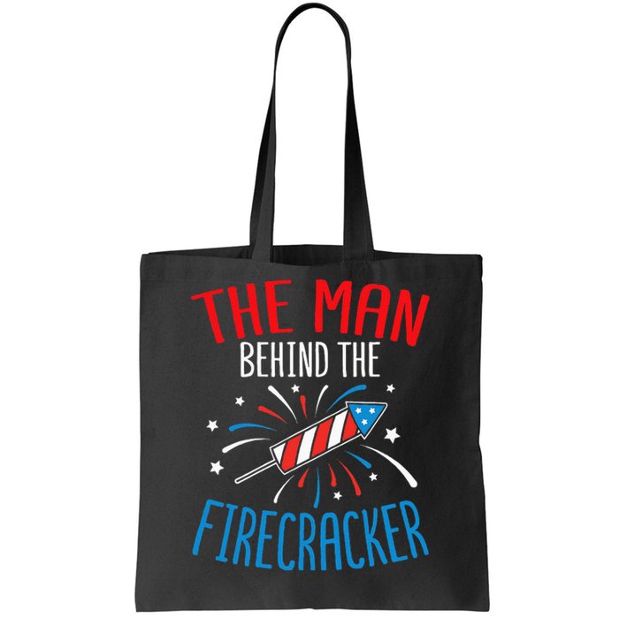 4th Of July Baby Shower The Man Behind The Firecracker Tote Bag