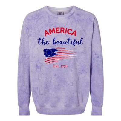 4th Of July America The Beautiful Est Gift Colorblast Crewneck Sweatshirt