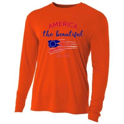 4th Of July America The Beautiful Est Gift Cooling Performance Long Sleeve Crew