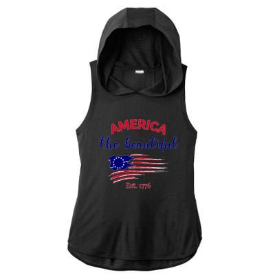 4th Of July America The Beautiful Est Gift Ladies PosiCharge Tri-Blend Wicking Draft Hoodie Tank