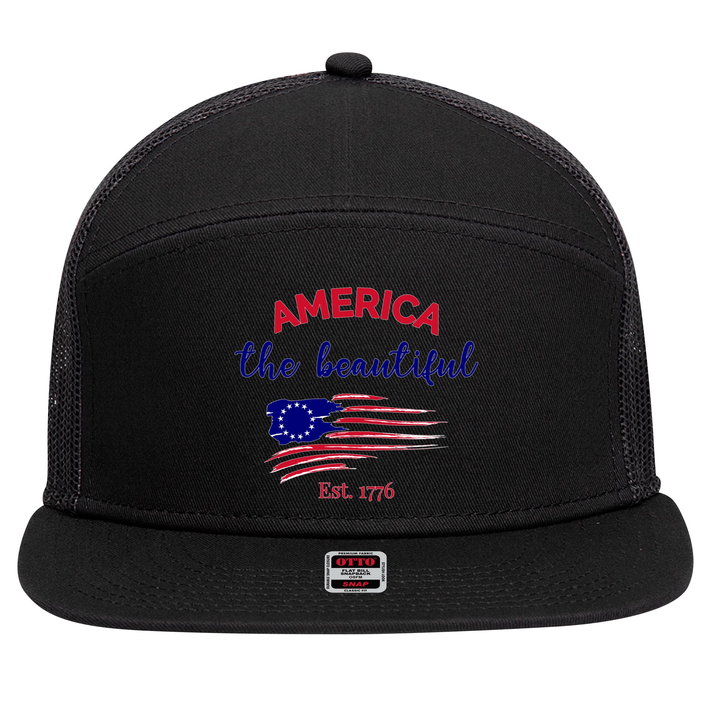 4th Of July America The Beautiful Est Gift 7 Panel Mesh Trucker Snapback Hat