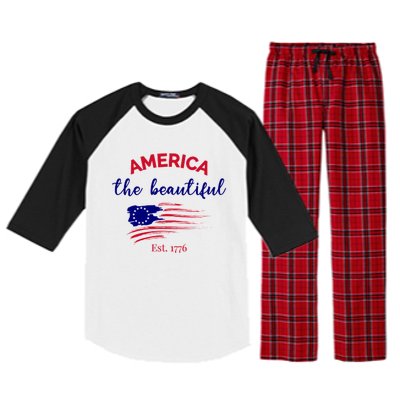 4th Of July America The Beautiful Est Gift Raglan Sleeve Pajama Set