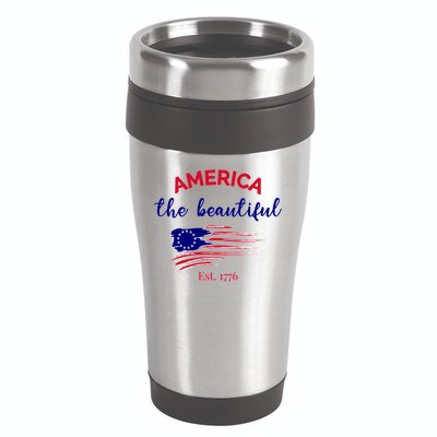 4th Of July America The Beautiful Est Gift 16oz Travel Tumbler