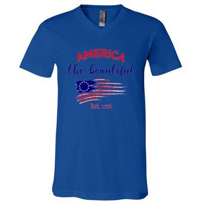 4th Of July America The Beautiful Est Gift V-Neck T-Shirt