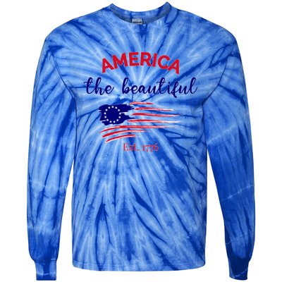 4th Of July America The Beautiful Est Gift Tie-Dye Long Sleeve Shirt