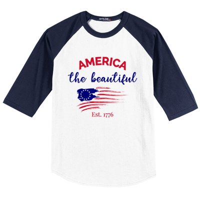 4th Of July America The Beautiful Est Gift Baseball Sleeve Shirt