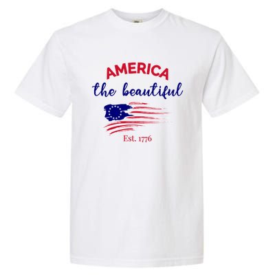 4th Of July America The Beautiful Est Gift Garment-Dyed Heavyweight T-Shirt