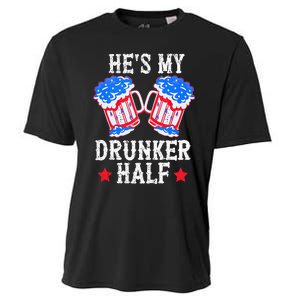 4th of July Matching Couple He's Is My Drunker Half Cooling Performance Crew T-Shirt