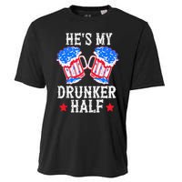 4th of July Matching Couple He's Is My Drunker Half Cooling Performance Crew T-Shirt