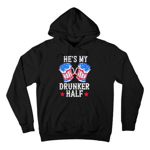 4th of July Matching Couple He's Is My Drunker Half Hoodie