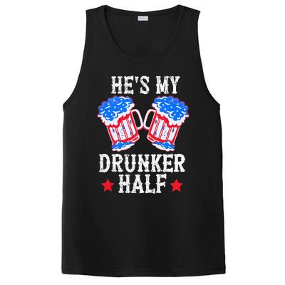 4th of July Matching Couple He's Is My Drunker Half PosiCharge Competitor Tank