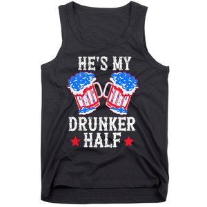 4th of July Matching Couple He's Is My Drunker Half Tank Top