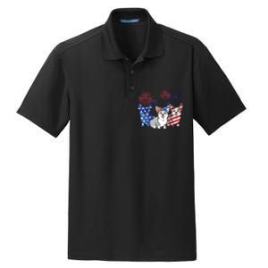 4th Of July American Flag Corgi Patriotic Dog Men Womens Dry Zone Grid Polo