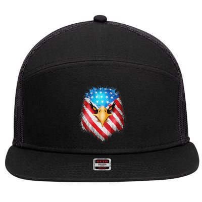 4th Of July Patriotic Eagle Usa American Flag 7 Panel Mesh Trucker Snapback Hat