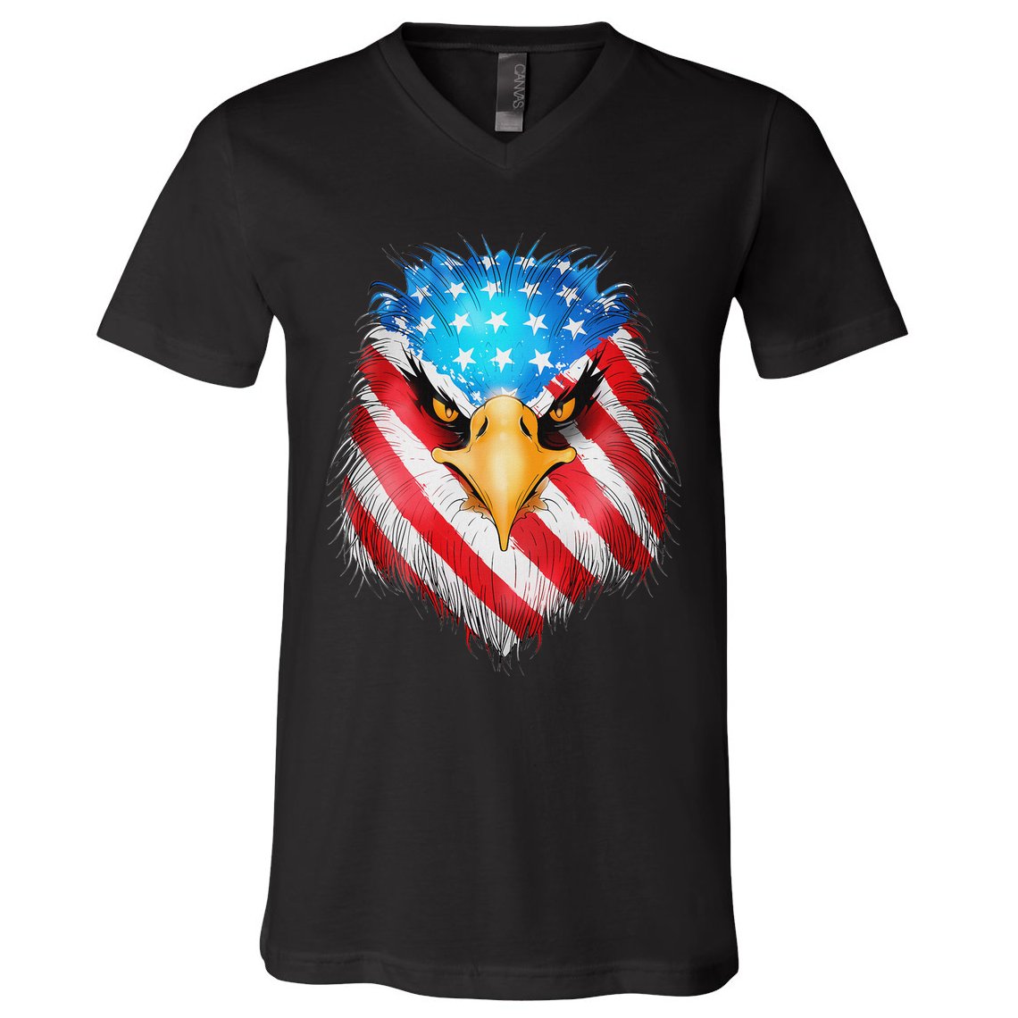 4th Of July Patriotic Eagle Usa American Flag V-Neck T-Shirt