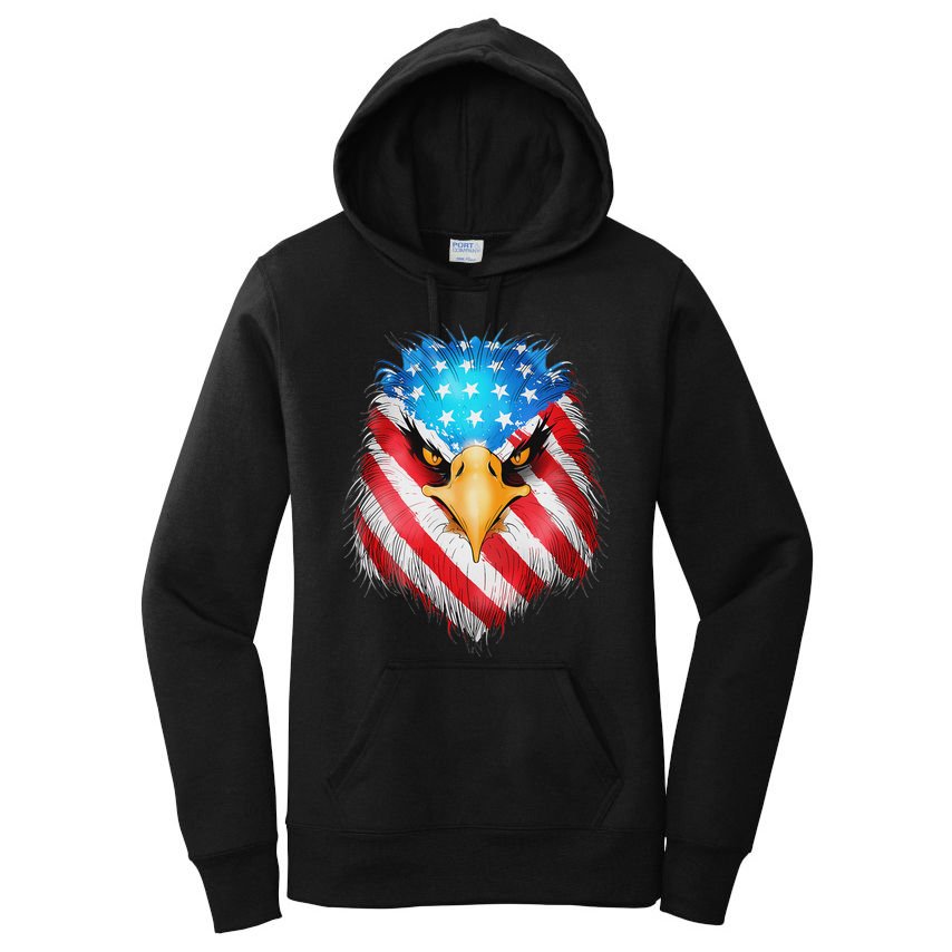 4th Of July Patriotic Eagle Usa American Flag Women's Pullover Hoodie