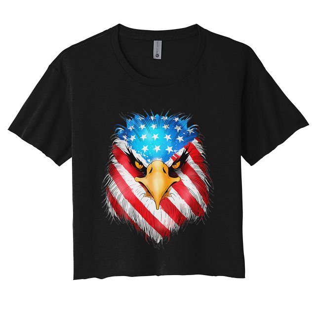 4th Of July Patriotic Eagle Usa American Flag Crop Top