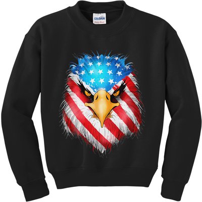 4th Of July Patriotic Eagle Usa American Flag Kids Sweatshirt