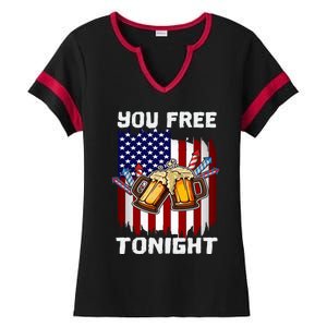 4th Of July Party You Free Tonight American Flag Usa Meaningful Gift Ladies Halftime Notch Neck Tee