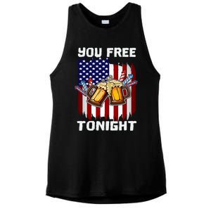 4th Of July Party You Free Tonight American Flag Usa Meaningful Gift Ladies PosiCharge Tri-Blend Wicking Tank