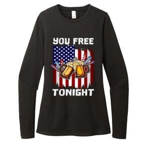 4th Of July Party You Free Tonight American Flag Usa Meaningful Gift Womens CVC Long Sleeve Shirt