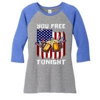 4th Of July Party You Free Tonight American Flag Usa Meaningful Gift Women's Tri-Blend 3/4-Sleeve Raglan Shirt