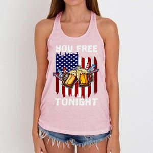 4th Of July Party You Free Tonight American Flag Usa Meaningful Gift Women's Knotted Racerback Tank