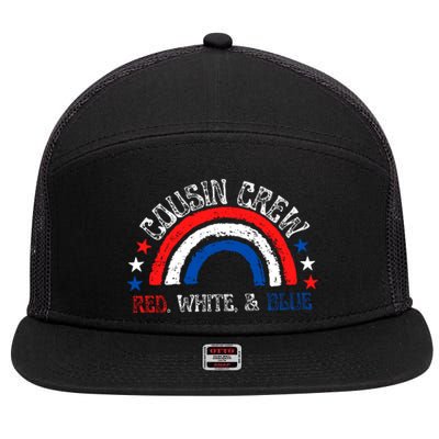 4th Of July Cousin Crew Red White And Blue Cousin Crew Gift 7 Panel Mesh Trucker Snapback Hat