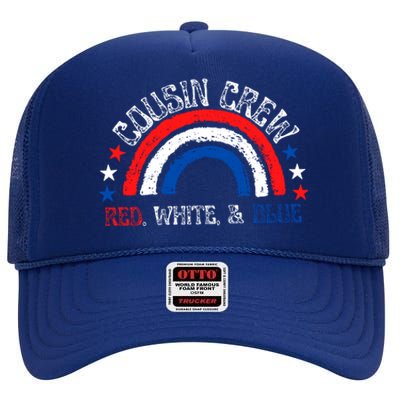 4th Of July Cousin Crew Red White And Blue Cousin Crew Gift High Crown Mesh Back Trucker Hat