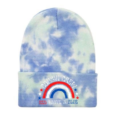 4th Of July Cousin Crew Red White And Blue Cousin Crew Gift Tie Dye 12in Knit Beanie