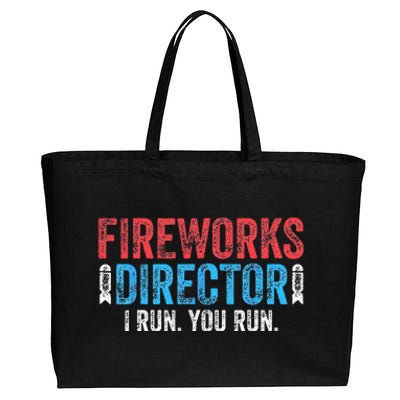 4th Of July Fireworks Director I Run You Run Cotton Canvas Jumbo Tote