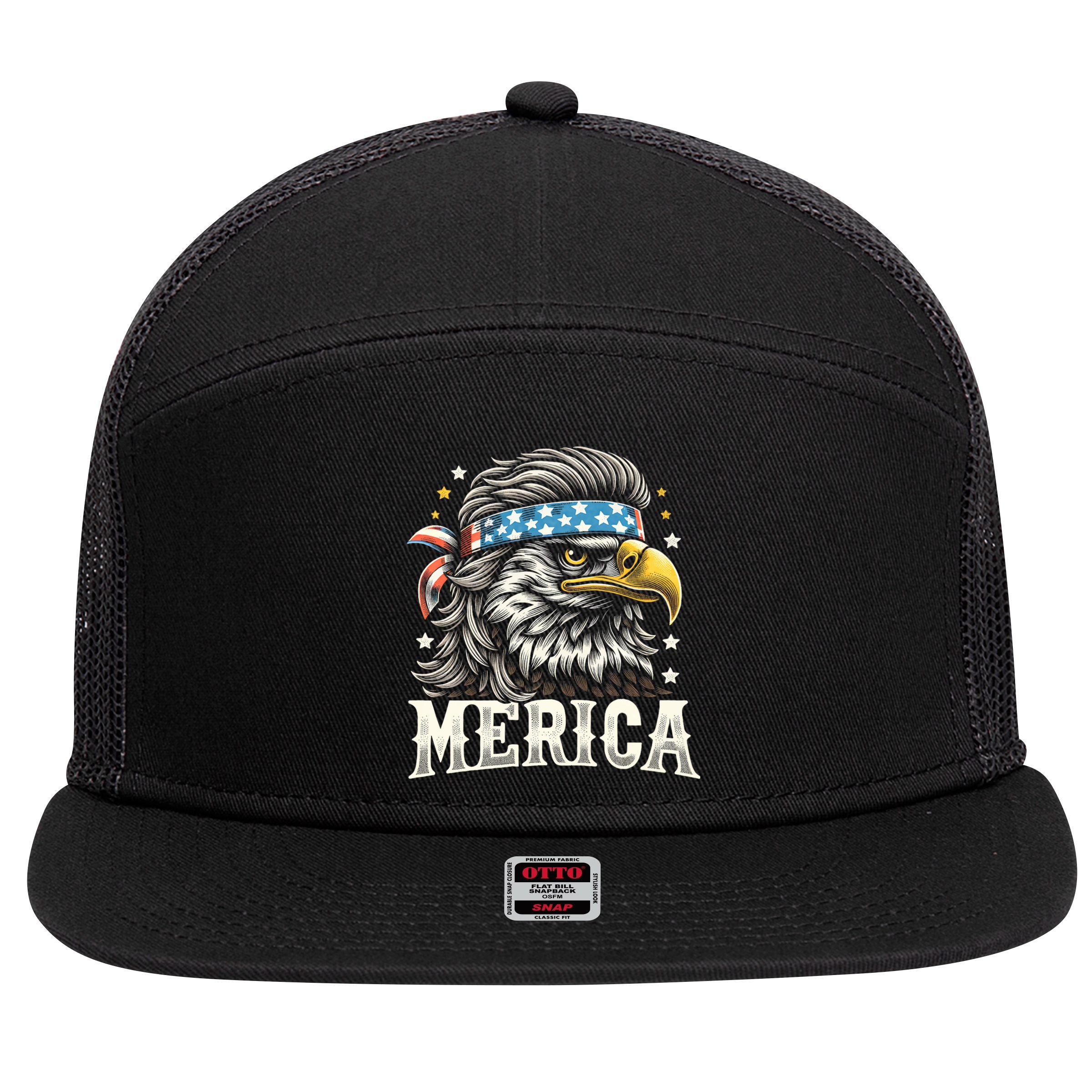 4th Of July Patriotic Funny Eagle July 4th Usa Merica 7 Panel Mesh Trucker Snapback Hat