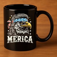 4th Of July Patriotic Funny Eagle July 4th Usa Merica 11oz C Handle Ceramic Mug
