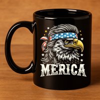 4th Of July Patriotic Funny Eagle July 4th Usa Merica 11oz C Handle Ceramic Mug