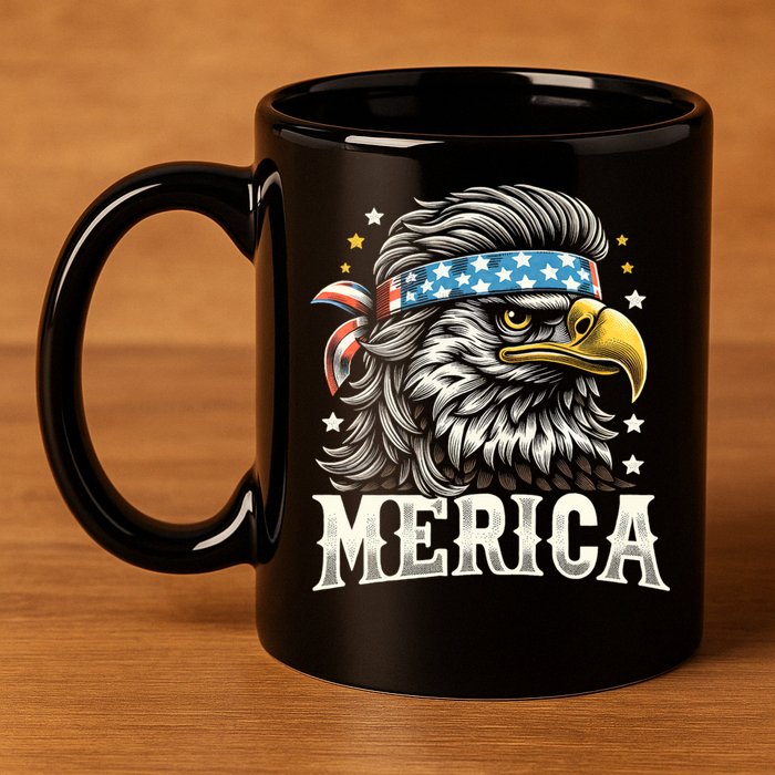 4th Of July Patriotic Funny Eagle July 4th Usa Merica 11oz C Handle Ceramic Mug