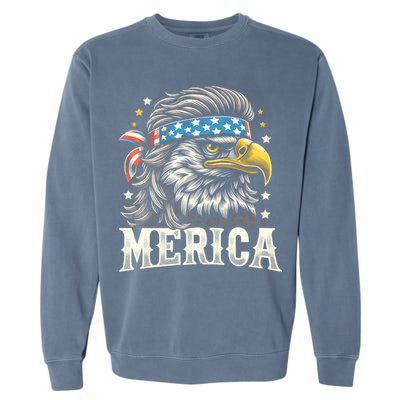 4th Of July Patriotic Funny Eagle July 4th Usa Merica Garment-Dyed Sweatshirt