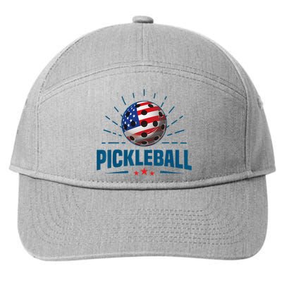 4th Of July Patriotic American Flag Pickleball Lover 7-Panel Snapback Hat