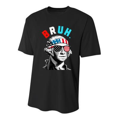 4th Of July 2024 George Washington Bruh. Youth Performance Sprint T-Shirt