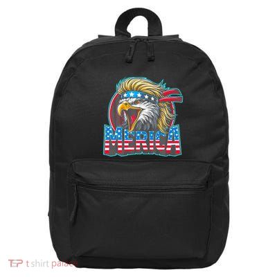 4th Of July Usa Flag Bigfoot Walking Poodle Dog Funny 16 in Basic Backpack