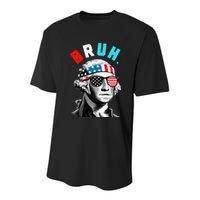 4th Of July 2024 George Washington Bruh Youth Performance Sprint T-Shirt