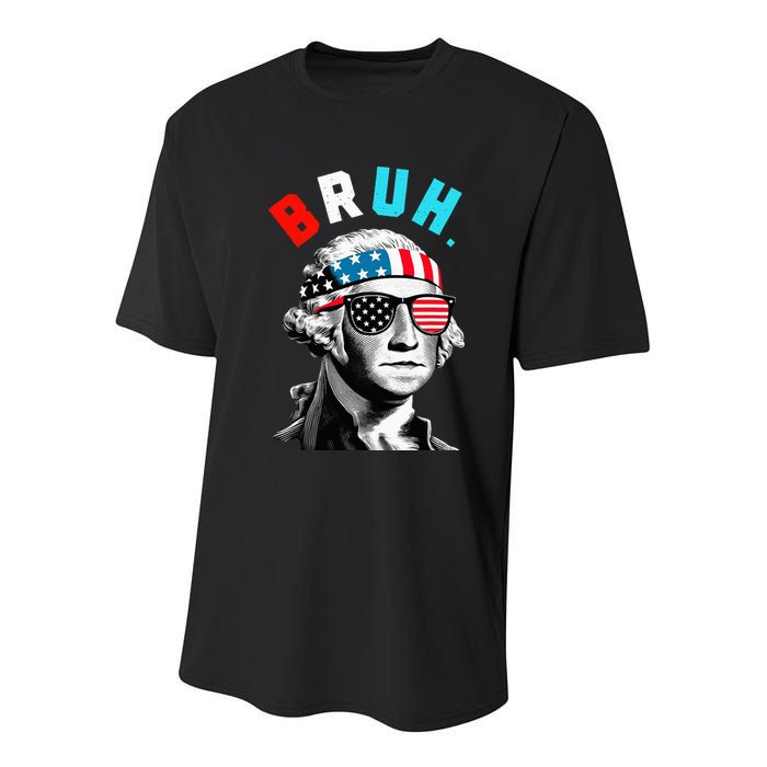 4th Of July 2024 George Washington Bruh Youth Performance Sprint T-Shirt