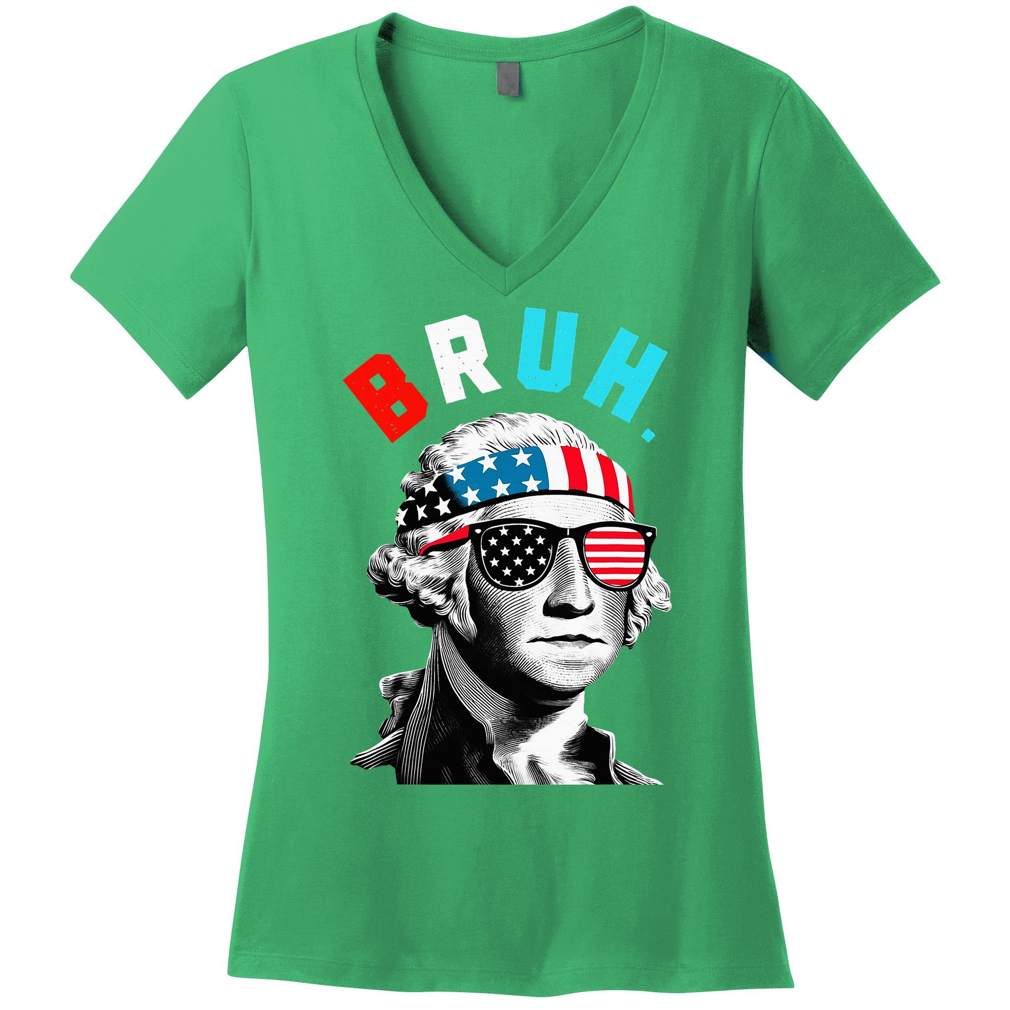 4th Of July 2024 George Washington Bruh Women's V-Neck T-Shirt