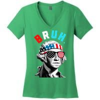 4th Of July 2024 George Washington Bruh Women's V-Neck T-Shirt