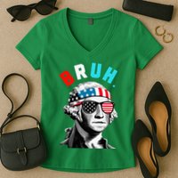 4th Of July 2024 George Washington Bruh Women's V-Neck T-Shirt