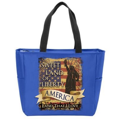 4th Of July America Sweet Land Of Liberty Patriotic Usa Flag Meaningful Gift Zip Tote Bag