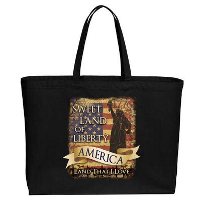 4th Of July America Sweet Land Of Liberty Patriotic Usa Flag Meaningful Gift Cotton Canvas Jumbo Tote